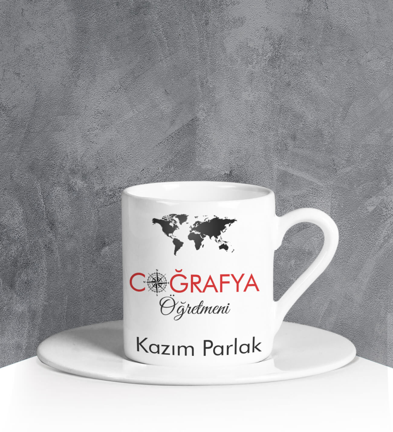 eJOYA Kişiye Özel Coğrafya Öğretmeni Türk Kahvesi Fincanı 90689