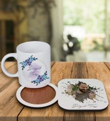 eJOYA Kişiye Özel Tasarım Kupa Bardak Ve Fotoğraflı Ahşap Bardak Altlığı 99340