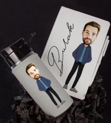 eJOYA Kişiye Özel Karikatür Tasarım Defter Kalem Ve Matara Hediye Seti 96341