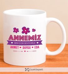 eJOYA Kişiye Özel Anne Ve Çocukları Kupa Bardak 79913