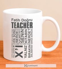 eJOYA Kişiye Özel Teacher Tipografi Kupa Bardak 79914