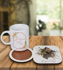eJOYA Kişiye Özel Tasarım Kupa Bardak Ve Fotoğraflı Ahşap Bardak Altlığı 99347