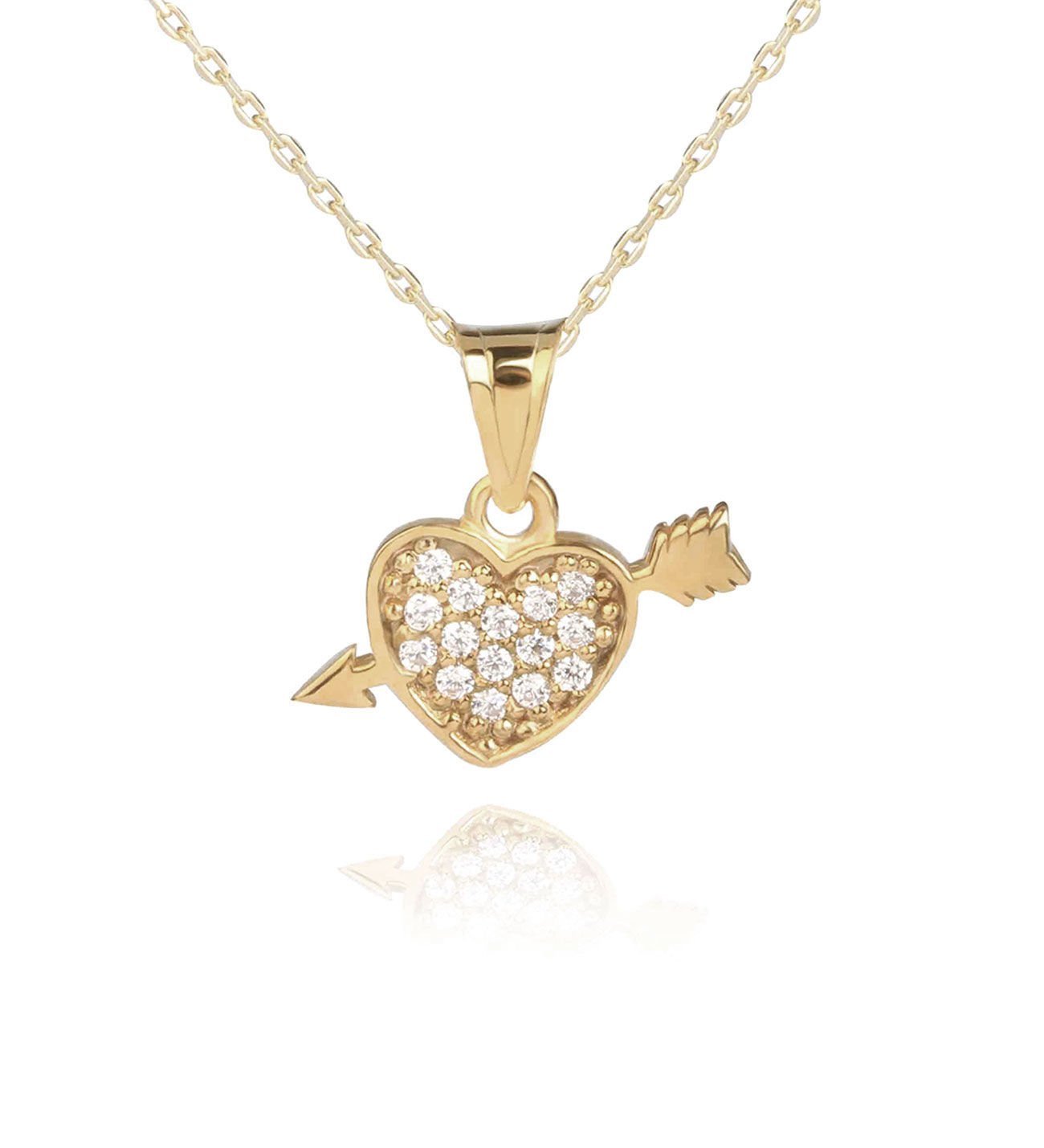 eJOYA Zircone Taşlı Kalp Altın Kolye 77109