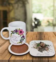 eJOYA Kişiye Özel Tasarım Kupa Bardak Ve Fotoğraflı Ahşap Bardak Altlığı 99355