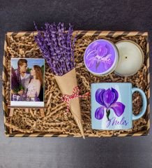 eJOYA Kişiye Özel Kupa & Fotoğraflık & Mum & Lavanta Buketi Hediye Kutusu 111725