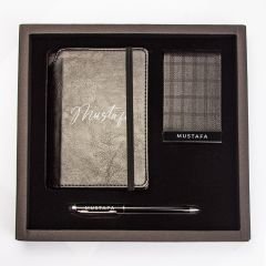 eJOYA Kişiye Özel Kutusunda Premium İmza Kalemi & Defter & Kartlık Seti 114025