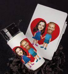 eJOYA Kişiye Özel Karikatür Tasarım Defter Kalem Ve Matara Hediye Seti 96362