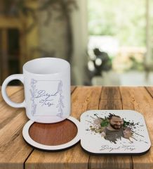eJOYA Kişiye Özel Tasarım Kupa Bardak Ve Fotoğraflı Ahşap Bardak Altlığı 99363