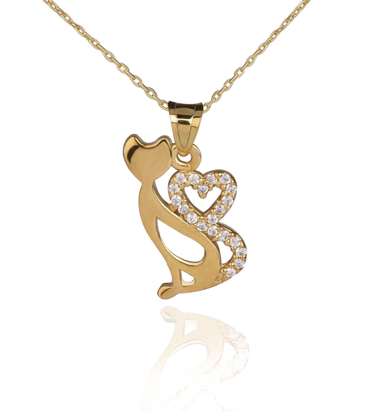 eJOYA Zircone Taşlı Kedi Altın Kolye 77126