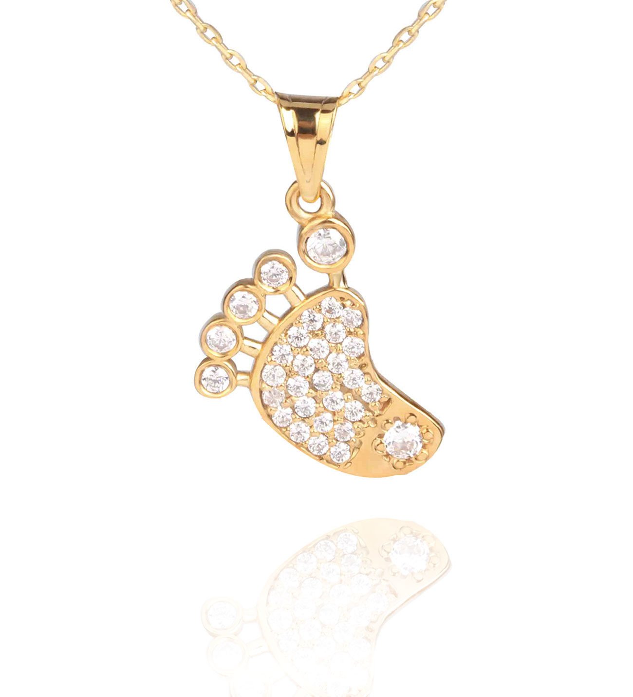eJOYA Zircone Taşlı Bebek Ayağı Altın Kolye 77127