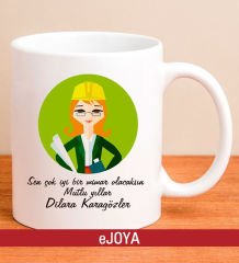 eJOYA Kişiye Özel Mesajlı Kadın Mühendis Kupa Bardak 79945