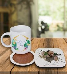 eJOYA Kişiye Özel Tasarım Kupa Bardak Ve Fotoğraflı Ahşap Bardak Altlığı 99375