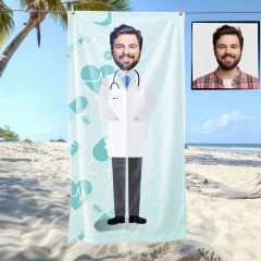 eJOYA Kişiye Özel Karikatür Fotoğraflı Doktor Bey Plaj Ve Spor Havlusu 115005