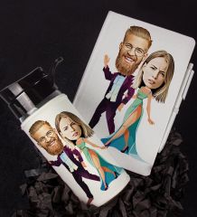 eJOYA Kişiye Özel Karikatür Tasarım Defter Kalem Ve Matara Hediye Seti 96379
