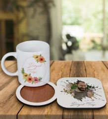 eJOYA Kişiye Özel Tasarım Kupa Bardak Ve Fotoğraflı Ahşap Bardak Altlığı 99379