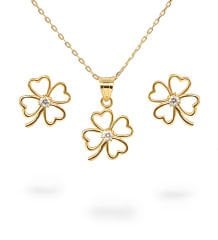 eJOYA Yonca Altın Kolye-Küpe Seti 77318