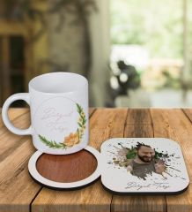 eJOYA Kişiye Özel Tasarım Kupa Bardak Ve Fotoğraflı Ahşap Bardak Altlığı 99384