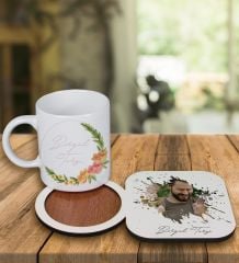 eJOYA Kişiye Özel Tasarım Kupa Bardak Ve Fotoğraflı Ahşap Bardak Altlığı 99386