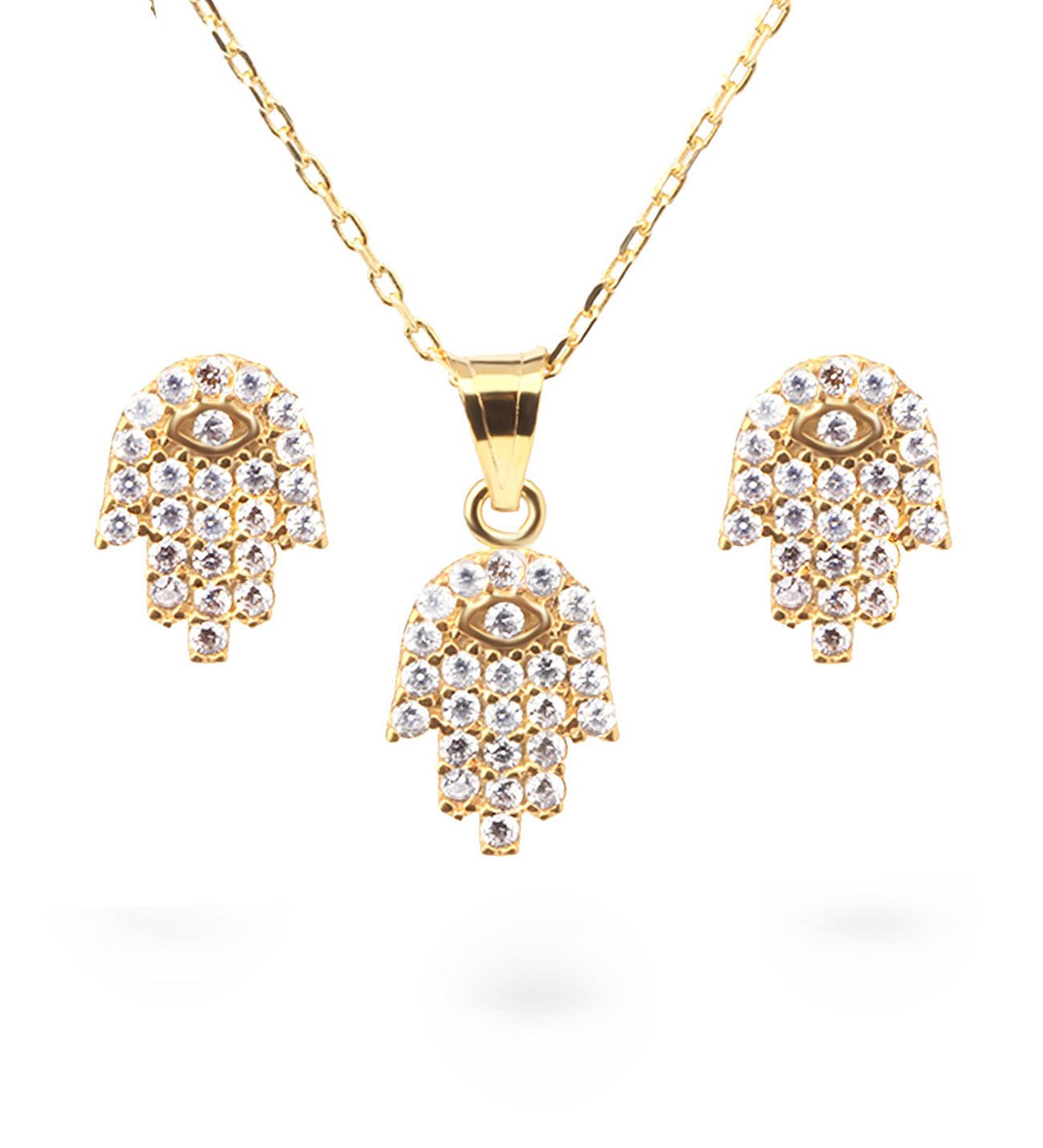 eJOYA Fatmaeli Altın Kolye-Küpe Seti 77352