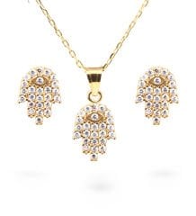 eJOYA Fatmaeli Altın Kolye-Küpe Seti 77352