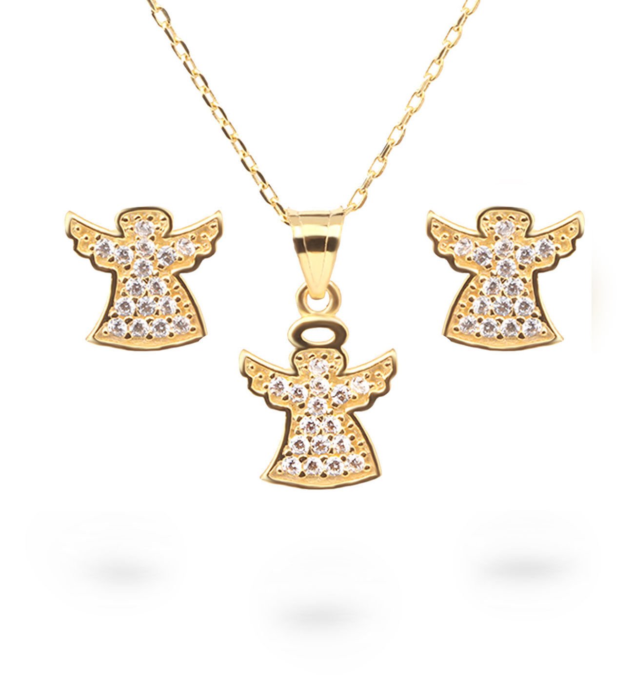 eJOYA Meleğimsin Altın Kolye-Küpe Seti 77353