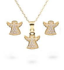 eJOYA Meleğimsin Altın Kolye-Küpe Seti 77353