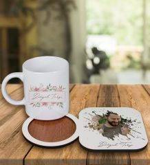 eJOYA Kişiye Özel Tasarım Kupa Bardak Ve Fotoğraflı Ahşap Bardak Altlığı 99389