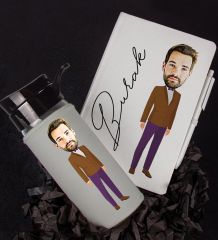 eJOYA Kişiye Özel Karikatür Tasarım Defter Kalem Ve Matara Hediye Seti 96390