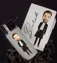 eJOYA Kişiye Özel Karikatür Tasarım Defter Kalem Ve Matara Hediye Seti 96392