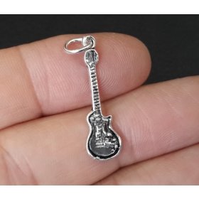 925 Ayar Gümüş Kolye Ucu Gitar Zincir Hediyeli 20x5mm Mr335